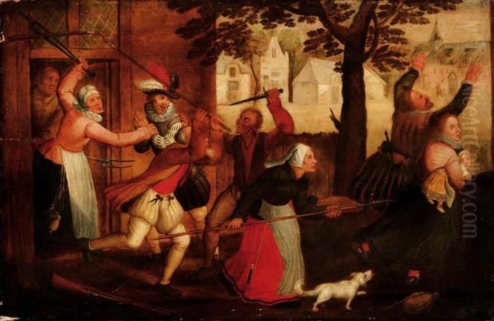 La Rissa Oil Painting by David Vinckboons I