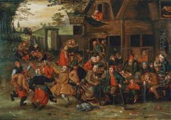 Nachfolge Die Bauernkirmes. Ol 
Auf Holz. H 27; B 38 Cm. Nach Einer Auf P. Brueghel D. A. Zuruckgehenden
 Komposition Oil Painting by David Vinckboons I