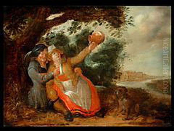 Paar Am Flussufer Oil Painting by David Vinckboons I