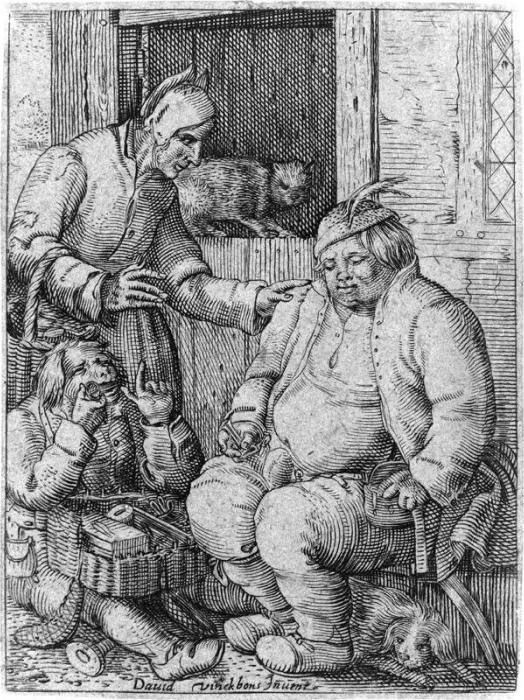 Peddler Couple Selling A Mouth-harp (holl. 19) Oil Painting by David Vinckboons I