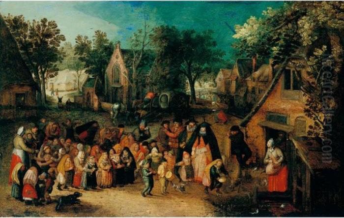 Pinkersten Bruiloft Or The Whitsun Bride Oil Painting by David Vinckboons I