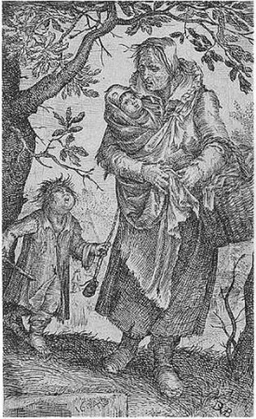 Beggarwoman With Two Children (holl.3) Oil Painting by David Vinckboons I
