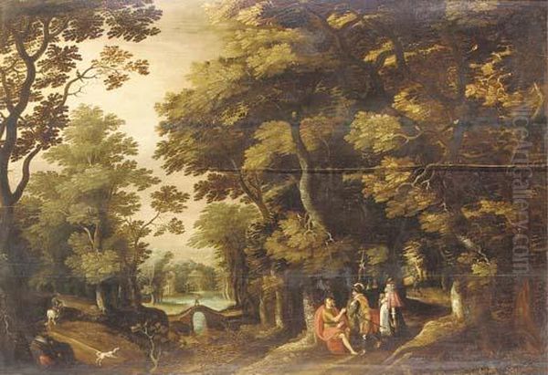 A Wooded Landscape With Saint John The Baptist In The Wilderness Oil Painting by David Vinckboons I