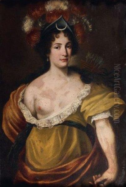 Portrait De Femme En Diane Oil Painting by Jacob Ferdinand Voet