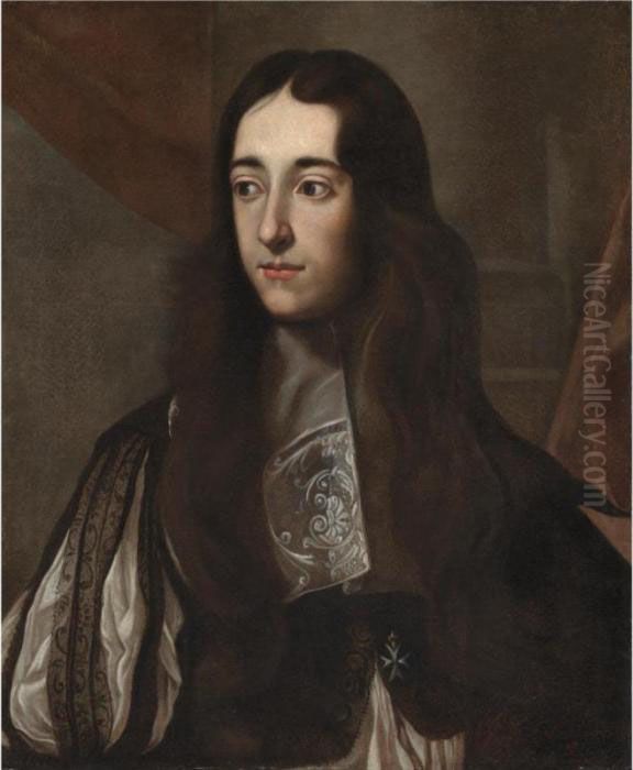 Portrait Of A Nobleman, Half 
Length, Wearing A Black Costume With Slashed Sleeves And The Cross Of 
The Knights Of Malta Oil Painting by Jacob Ferdinand Voet