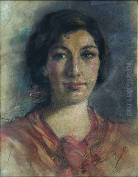 Portrait Of A Girl, Three 
Quarter Length, Wearing An Elaborate Dress And Holding Wild Flowers Oil Painting by Jacob Ferdinand Voet