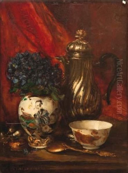 Nature Morte A La Theiere Oil Painting by Antoine Vollon