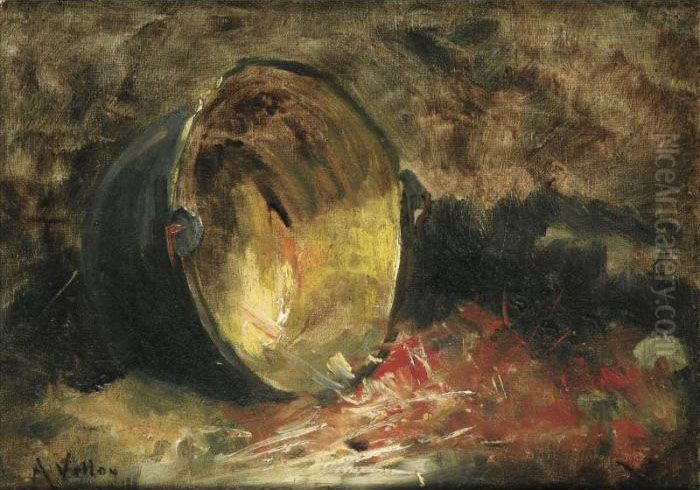 La Bassine De Cuivre [ ; Brass 
Cooking Vessel ; Oil On Canvas ; Signed Lower Left A.vollon] Oil Painting by Antoine Vollon