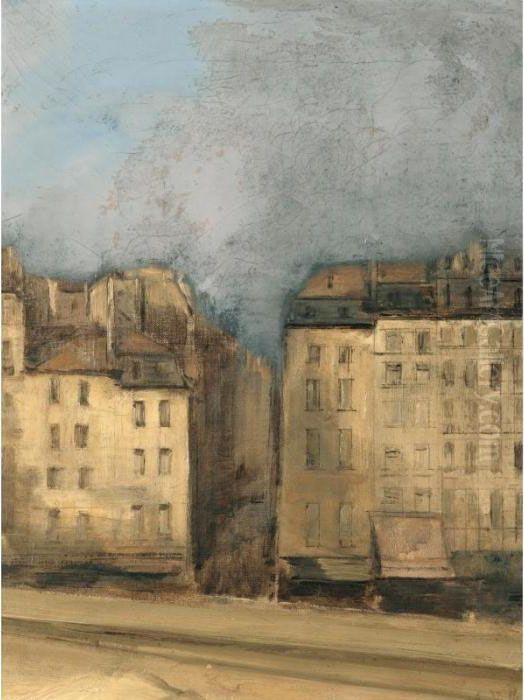 Les Quais A Paris [ ; Banks Of 
The Seine, Paris ; Oil On Canvas ; Signed Lower Right A.vollon; 
Authenticated On The Reverse By A. Decamps, The Artist's Son-in-law.] Oil Painting by Antoine Vollon