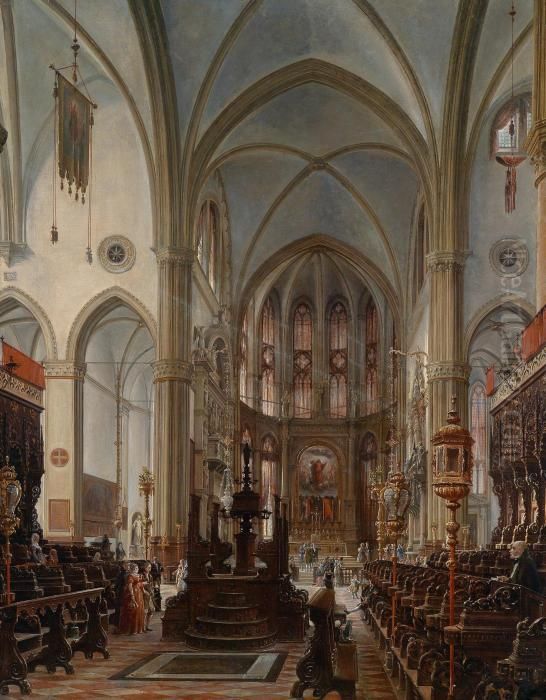 Veduta Della Basilica Di Santa Maria Gloriosa Dei Frari Oil Painting by Rudolf Ritter von Alt