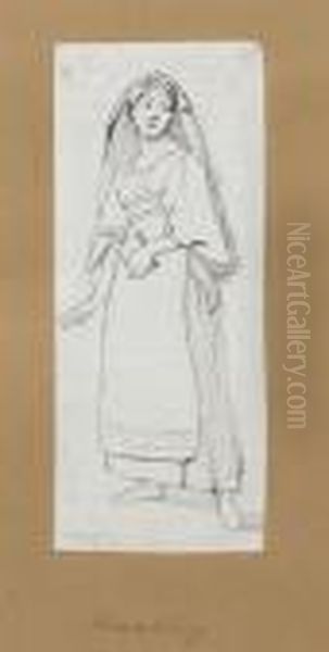 Girl In Festive Costume Oil Painting by Friedrich Ritter von Amerling