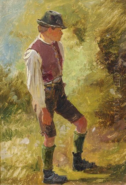 Bildnis Eines Hirtenjungen Oil Painting by Franz Von Defregger