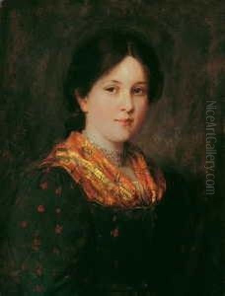 Bauernmadchen Mit Halsband. 
Signiert Mitte Links: Defregger. Ol Auf Leinwand. H 63,5; B 48,5 Cm. 
Gutachten R. Zeller. Provenienz: Hessische Privatsammlung. R. Zeller, 
Der Dieses Gemalde In Den Nachtrag Zum Werkverzeichnis Aufnehmen Wird, 
Schreibt  Oil Painting by Franz Von Defregger