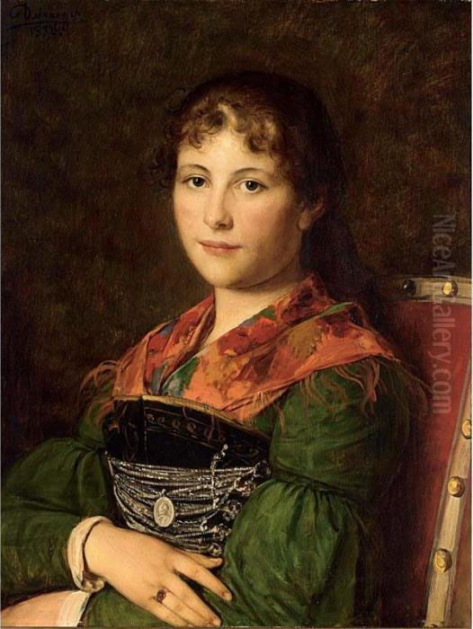 Tiroler Dirndl Oil Painting by Franz Von Defregger