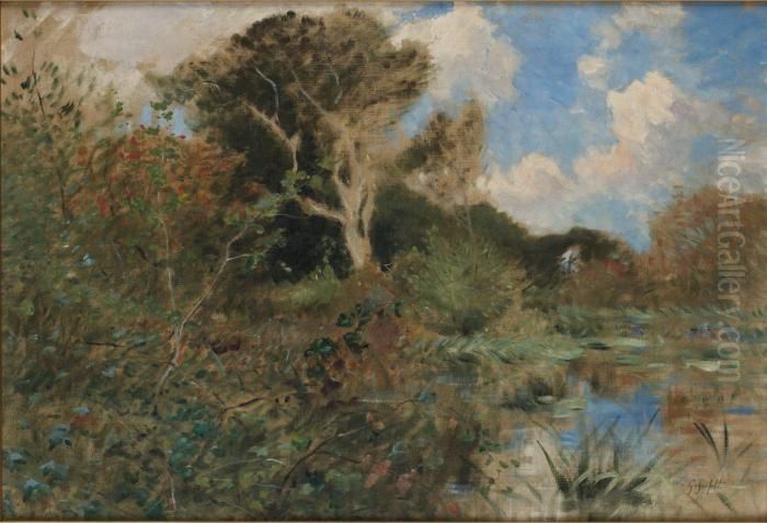 Varlandskap. Oil Painting by Wilhelm von Gegerfelt