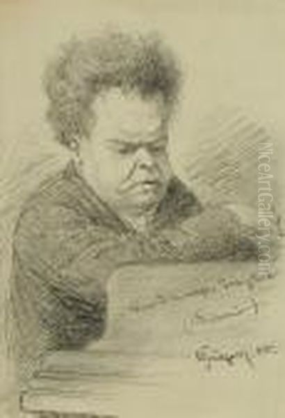 Karikatur Des Pianisten Frederic
 Lamond Oil Painting by Eduard Von Grutzner