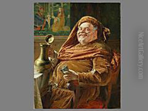 Falstaff Mit Grosser Weinkanne Und Becher Oil Painting by Eduard Von Grutzner