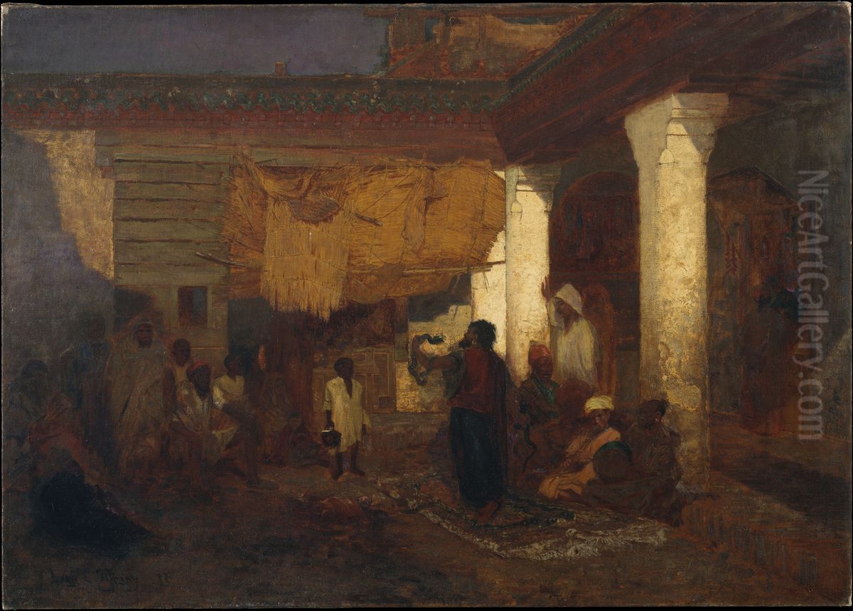 Snake Charmer at Tangier, Africa Oil Painting by Louis Comfort Tiffany