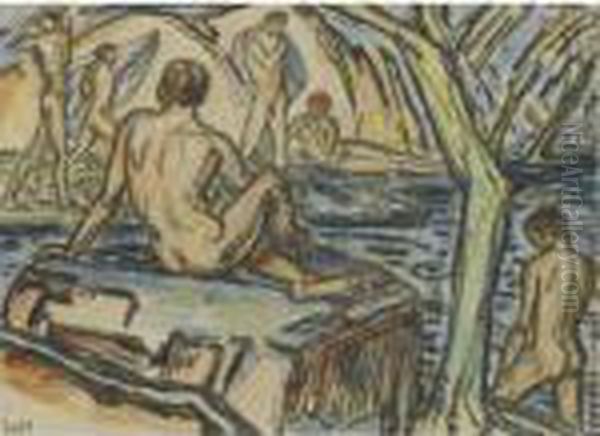 Sold For The Preservation Of The Ludwig Von Hofmann Research Archive And Collection
 

 
 
 

 
 Badende (bathing) Oil Painting by Ludwig Von Hofmann