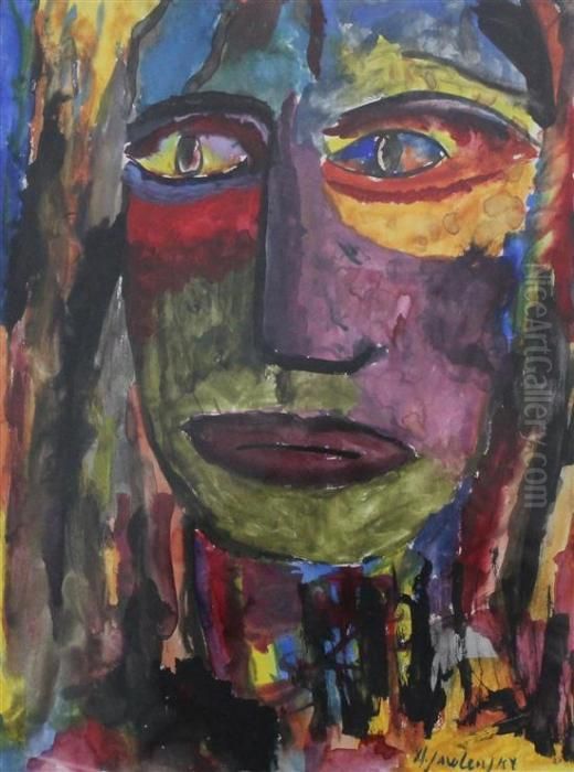 Head Of Medusa Oil Painting by Alexei Jawlensky