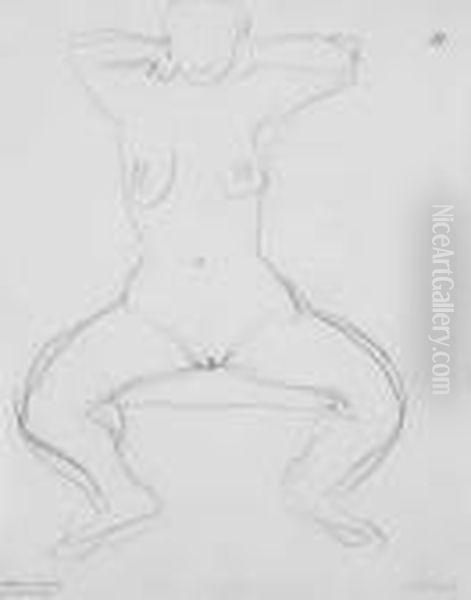 Sitzender Akt Mit Handen Am Kopf Oil Painting by Alexei Jawlensky