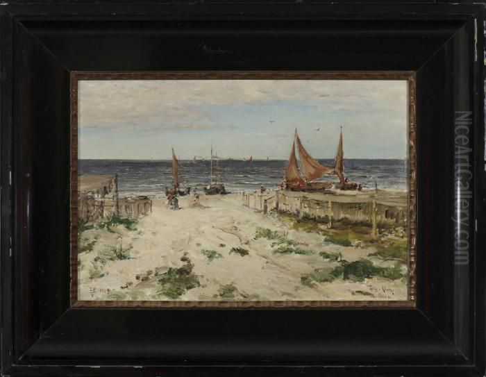 Am Strand Von Ahlbeck Oil Painting by Iulii Iul'evich (Julius) Klever