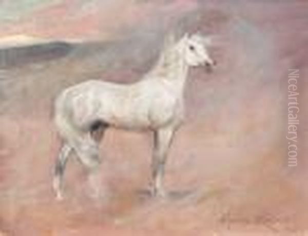 Bialy Arab Oil Painting by Wojciech Von Kossak