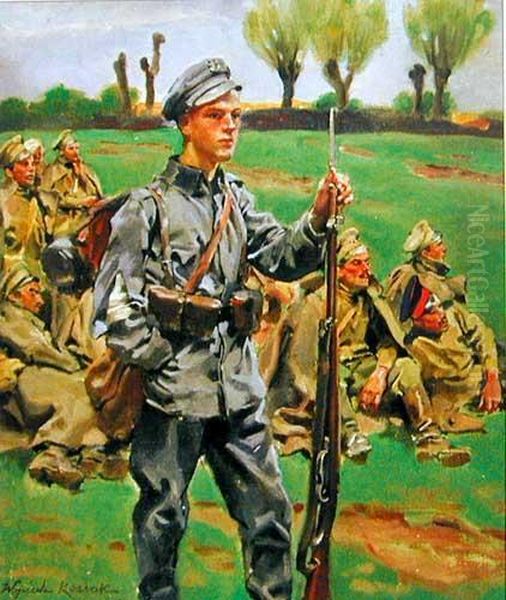 Wnuk Tych Spod Grochowa I Stoczka Oil Painting by Wojciech Von Kossak