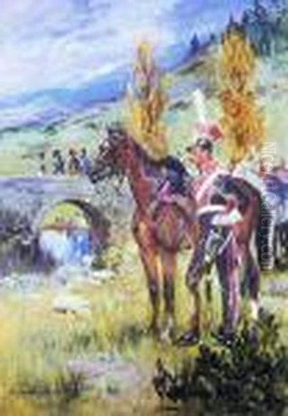 Somosierra , [szwolezer Gwardii Polskiej], 1926 R. Oil Painting by Wojciech Von Kossak