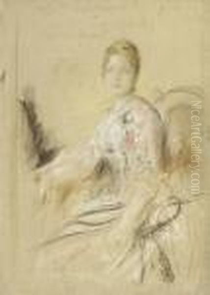 Two Women Oil Painting by Lenbach Franz Von