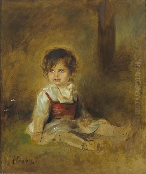 A Portrait Of A Young Girl, Thought To Be Theartist's Daughter Gabriele Oil Painting by Lenbach Franz Von