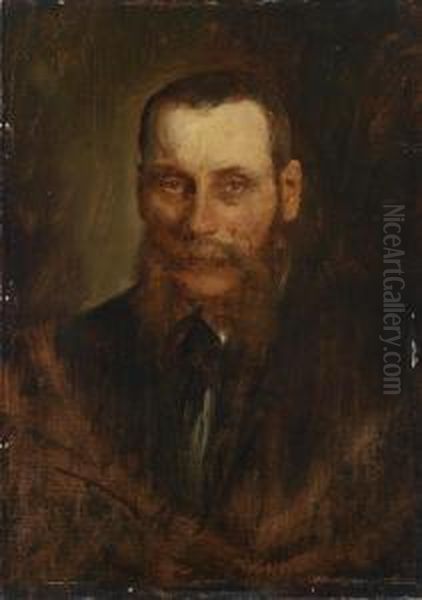 Portrait Of The Viennese Art Dealer Georg Plach Oil Painting by Lenbach Franz Von