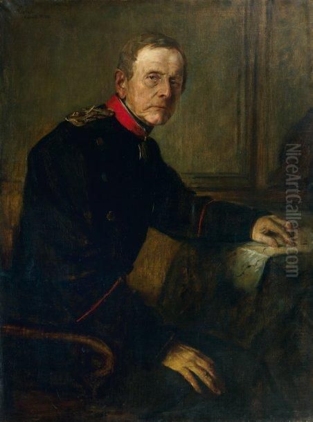 Portrait D'un Officier Prussien Oil Painting by Lenbach Franz Von