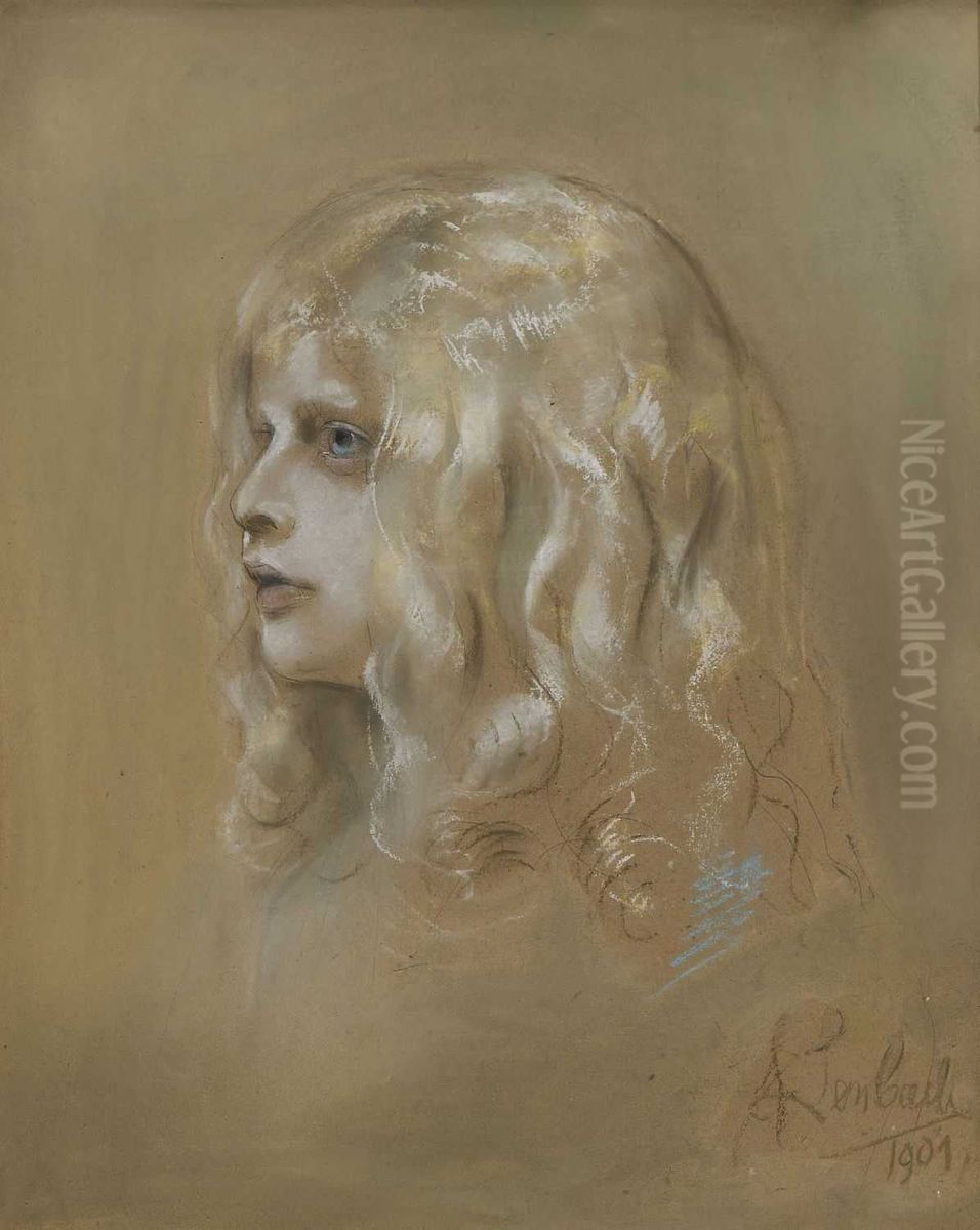 Bildnis Der Tochter Marion Oil Painting by Lenbach Franz Von