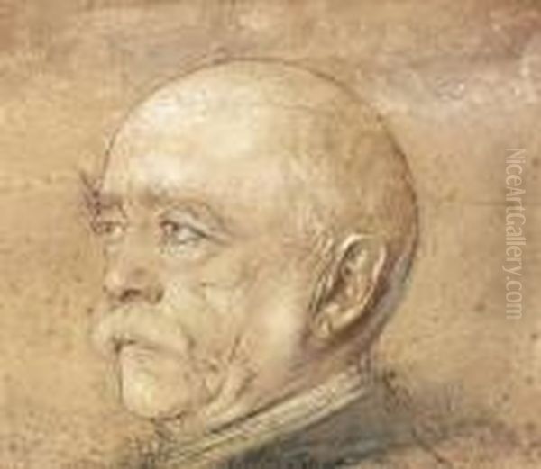 Otto Furst Von Bismarck (kopf Nach Links) Oil Painting by Lenbach Franz Von