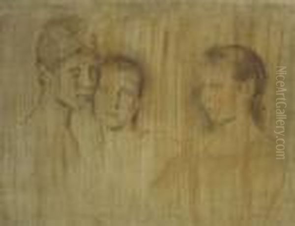 Drei Tochter Kaiserwilhelms Ii Oil Painting by Lenbach Franz Von