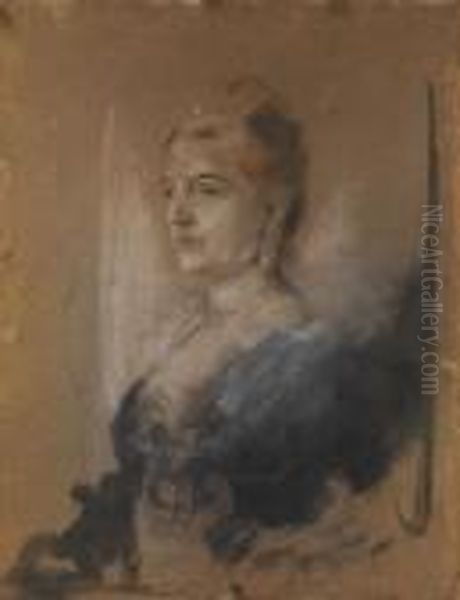 Portrait Der Italienischen Konigin Margarethe Oil Painting by Lenbach Franz Von