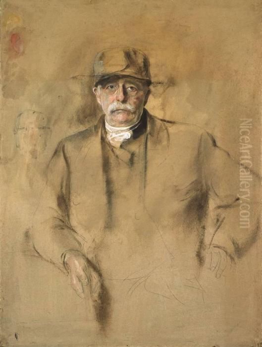 Bismarck Mit Mutze Oil Painting by Lenbach Franz Von