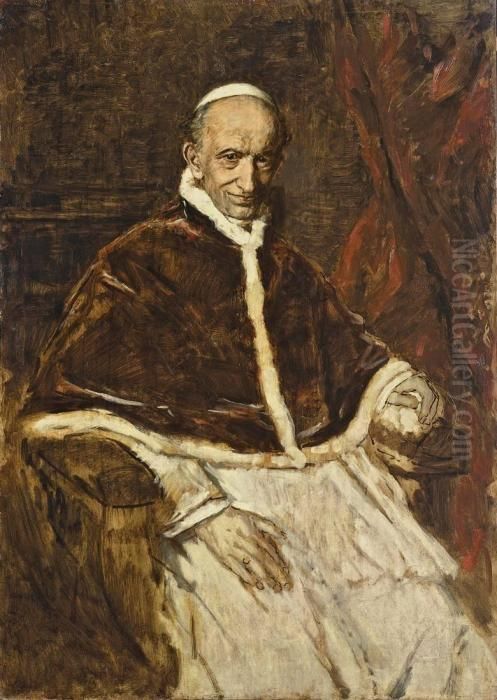 Papst Leo Xiii Oil Painting by Lenbach Franz Von