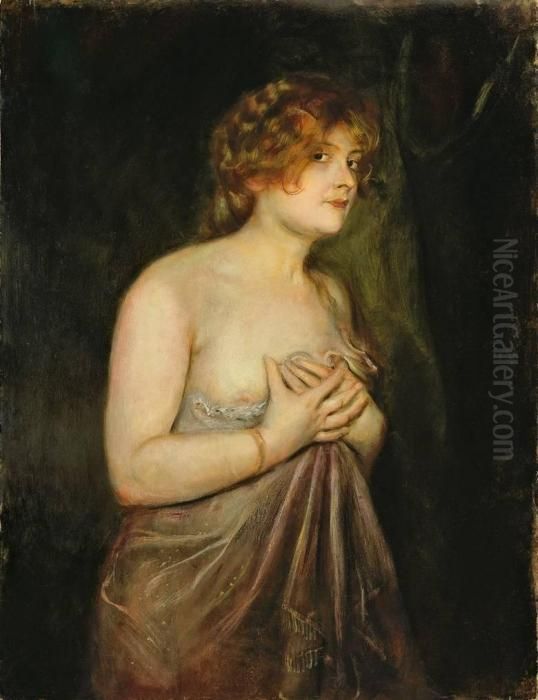 Halbakt (fraulein Guschlbauer) Oil Painting by Lenbach Franz Von