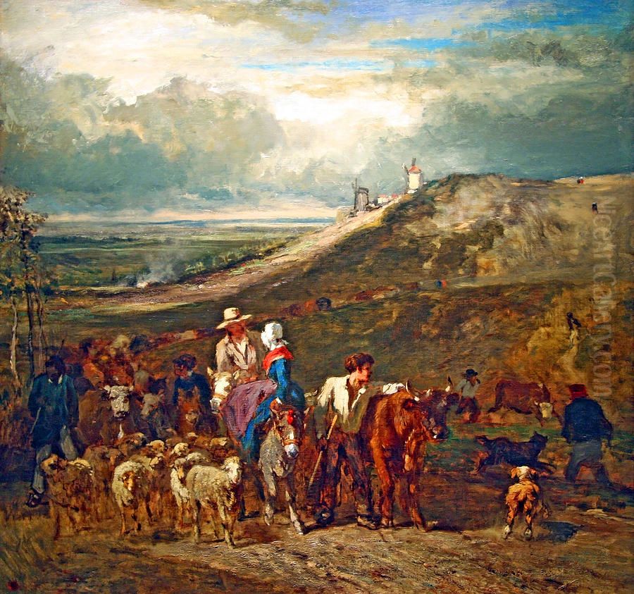 Descent from Montmartre Oil Painting by Constant Troyon