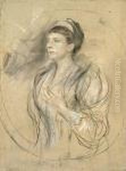 Dame (kronprinzessin Victoria?) Oil Painting by Lenbach Franz Von