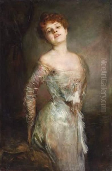 Portrait Of The Actress Fritzi Scheff Oil Painting by Lenbach Franz Von