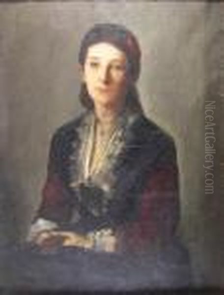 Portrait Of Gertrude Grafin Von Werthern Oil Painting by Lenbach Franz Von