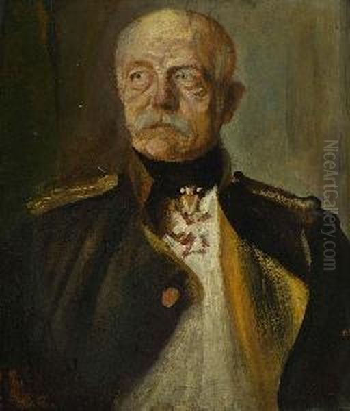 Otto Furst Bismarck Oil Painting by Lenbach Franz Von