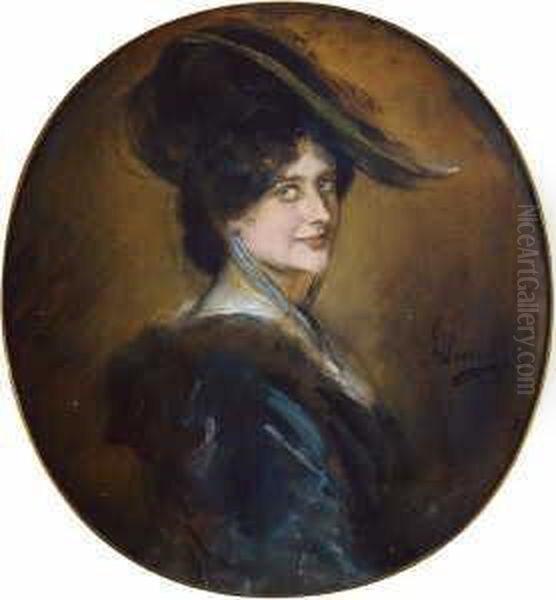 Signiert Mitte Rechts: F. V. Lenbach. Oil Painting by Lenbach Franz Von