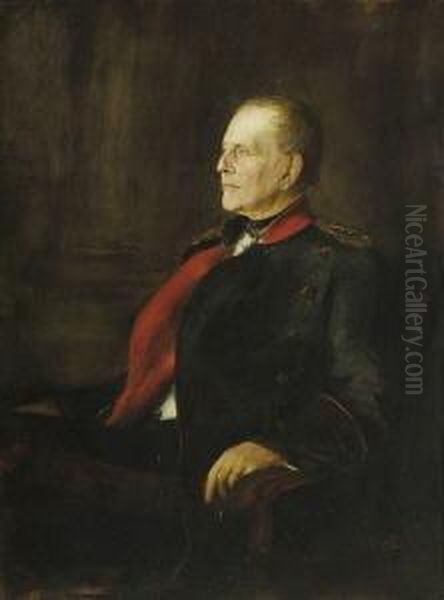 Helmut Graf Moltke Oil Painting by Lenbach Franz Von