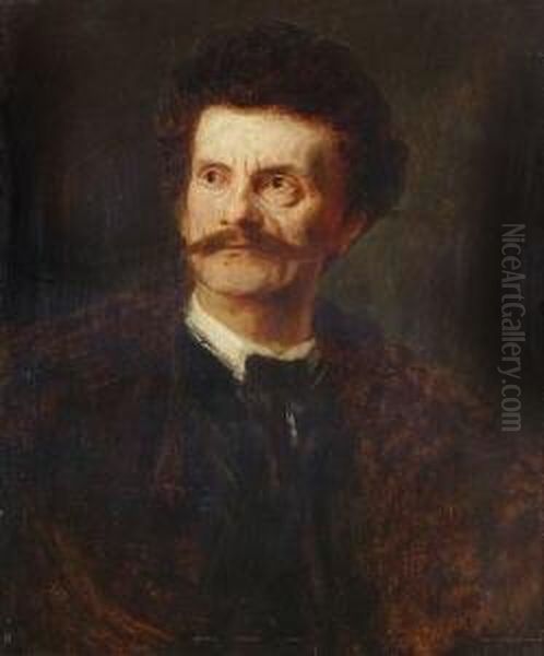 Karl Von Piloty Oil Painting by Lenbach Franz Von