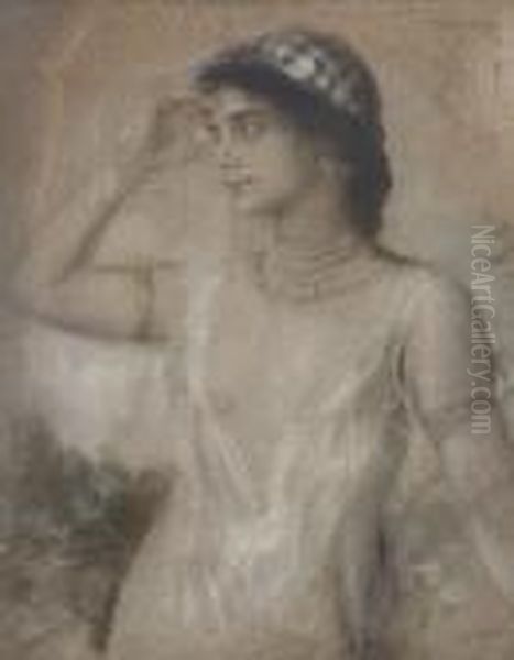 Junge Frau Im
 Schleierkostum. Oil Painting by Lenbach Franz Von