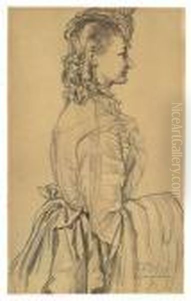 Bildnis Clara Von Tungeln Oil Painting by Adolph von Menzel